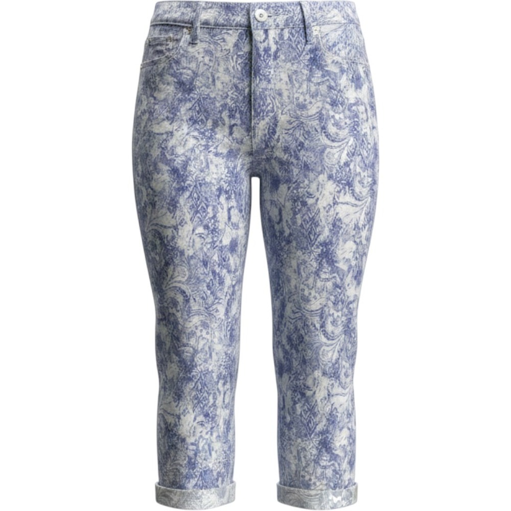 Bandolino Mandie Capri Pants Blue White Paisley Print Cropped‎ Jeans Womens 12